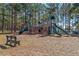 A charming playground with slides and benches nestled among tall trees, perfect for outdoor recreation at 3994 Knott Dr, Apopka, FL 32712