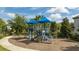 Community playground with slides and climbing structures under blue canopies at 8066 Ludington Cir, Orlando, FL 32836
