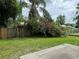 Private backyard oasis featuring lush greenery and a mature bougainvillea, offering tranquility and beauty at 9923 Dean Acre Dr, Orlando, FL 32825