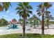 Palm trees surrounding a splash pool area at the community center at 1269 Long Cove Loop # 1269, Davenport, FL 33896