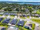 Expansive aerial shot of a home highlighting its manicured lawn, proximity to community amenities, and curb appeal at 17290 Hickory Wind Dr, Clermont, FL 34711