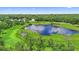 Stunning aerial view of the beautiful lake and surrounding lush green landscape at 1785 Rushden Dr, Ocoee, FL 34761