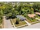 An aerial view of a charming single-story house in a quiet neighborhood with lush greenery and mature trees at 600 Plum Ln, Altamonte Springs, FL 32701