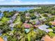 Aerial view of a single-Gathering home with a private pool surrounded by mature trees, in a lakeside community at 8665 Vista Point Cv, Orlando, FL 32836