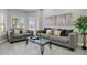 Bright living room featuring a plush sofa, stylish decor, and large windows at 9846 Palmetto Dunes Ct, Orlando, FL 32832