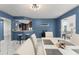 Stylish dining room featuring a marble dining table, seating for six, and views to the living room at 5365 Rocking Horse Pl, Oviedo, FL 32765