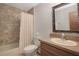 Bathroom featuring shower with curtain, toilet, and vanity with mirror at 199 Heron Bay Cir, Lake Mary, FL 32746