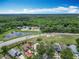 Expansive aerial view showcasing the property, pond, and surrounding neighborhood and natural features at 2641 Delcrest Dr, Orlando, FL 32817