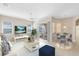 Open concept living room with tile floors, ceiling fan, lots of windows, and backyard access at 315 Belhaven Falls Dr, Ocoee, FL 34761
