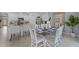Open dining area with modern table set, connecting the kitchen with white cabinets and stainless steel appliances at 3711 Bluethread Way, Poinciana, FL 34759