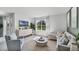 Bright living room with large window, light neutral furniture, and tile flooring at 3711 Bluethread Way, Poinciana, FL 34759