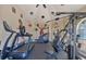 Home gym includes treadmill, elliptical machine, universal weight machine, and decorative murals at 645 Stafford Ter # 163, Altamonte Springs, FL 32714