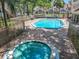 View of the pool and hot tub area with buildings in the background at 645 Stafford Ter # 163, Altamonte Springs, FL 32714