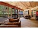 Enclosed patio with wood ceiling, offering an outdoor dining space, perfect for entertaining at 9642 Florida Boys Ranch Rd, Clermont, FL 34711