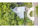 Aerial view of a private home showcasing mature trees, a swimming pool, and circular driveway at 1148 Northcrest Dr, Apopka, FL 32703