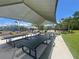 Shaded picnic area with multiple tables and benches, ideal for outdoor gatherings and relaxation at 2855 Bookmark Dr, Kissimmee, FL 34746