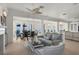 Open-concept living area offers ocean views, a fireplace, and comfortable seating at 3309 Hill St, New Smyrna Beach, FL 32169