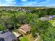 Aerial view of a single-story home surrounded by mature trees in a neighborhood with lush green lawns and blue skies at 525 Garden Heights Dr, Winter Garden, FL 34787