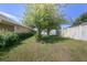 Backyard with luscious grass and mature trees offering an abundance of shade at 710 Independence Dr, Orange City, FL 32763