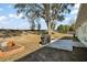 Large backyard with concrete patio, grill and garden plot under a large shade tree at 12419 Eryn Ct, Clermont, FL 34711