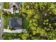 Overhead aerial view of the home, pool, and surrounding lush greenery and expansive property at 1443 Stone Trl, Enterprise, FL 32725