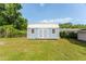 Back view of the blue shed in the yard at 1480 Wauchula St, Intercession City, FL 33848