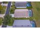 Aerial view of a neighborhood highlighting a home with a pool and surrounding greenery at 207 Langham Dr, Davenport, FL 33897
