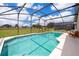 Backyard screened-in pool with a beautiful lawn view, creating a peaceful retreat at 207 Langham Dr, Davenport, FL 33897
