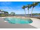 Backyard pool overlooking the lake with palm trees and dock views at 3604 Shell Cove Ln, Orlando, FL 32817