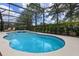 Screened in backyard pool with lounge chairs, mature landscaping, and view of the clear blue water at 5172 Oakbourne Ave, Davenport, FL 33837