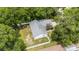 Birds eye view of a home showcasing a new roof, surrounded by mature trees and a fenced yard at 5430 Nw 55Th Pl, Ocala, FL 34482