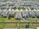Aerial view showcasing a vibrant neighborhood with well-maintained homes and landscaped yards at 8618 Sw 46Th Ave, Ocala, FL 34476