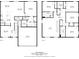 Combined floor plans of a 2-story house featuring kitchen, living spaces, bedrooms, bathrooms and garage at 9024 Alba Ln, Kissimmee, FL 34747