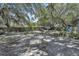 Lush backyard shaded by mature trees, featuring a picnic table with umbrella, grill, and wooden fence at 10359 Smyrna Dr, Orlando, FL 32817