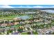 Beautiful aerial view of a residential community featuring a scenic lake and lush landscaping at 2388 Baronsmede Ct, Winter Garden, FL 34787
