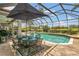Inviting screened-in pool area with covered patio, dining set, and stunning golf course views at 2388 Baronsmede Ct, Winter Garden, FL 34787