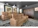 Home theater with comfortable seating, a projector screen, and custom millwork at 2388 Baronsmede Ct, Winter Garden, FL 34787