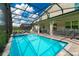 A pristine screened pool and spa combo, surrounded by ample patio space, perfect for enjoying the outdoors at 2816 Simile St, Kissimmee, FL 34746