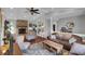 Spacious living room with a stone fireplace, wood floors and comfortable seating at 4217 Ilene Ct, Orlando, FL 32806