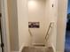 Carpeted stairway featuring neutral walls and decorative art at 11802 Pulitzer Pl, Orlando, FL 32832