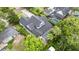 Aerial view of a home showcasing its backyard pool area, lush landscaping, and mature trees at 1350 Lyndale Blvd, Winter Park, FL 32789