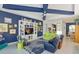 Cozy living room with blue accent walls, comfortable seating, and stylish decor at 2440 Pawtucket Pass, Mount Dora, FL 32757
