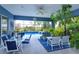 Outdoor patio featuring comfortable seating and dining areas overlooking the pool and scenic views at 2440 Pawtucket Pass, Mount Dora, FL 32757