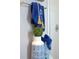 Stylish bathroom accent with blue towels, decorative vases, and modern hardware at 5310 Teirgarten St, St Cloud, FL 34771