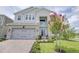Beautiful two-story home with a stone facade, manicured landscaping, and a paver driveway at 5310 Teirgarten St, St Cloud, FL 34771