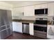 Modern kitchen features stainless steel appliances, granite countertops, and sleek white cabinetry for a clean look at 6308 Stanwin Dr, Apopka, FL 32712