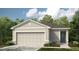 Charming single-story home with a two-car garage, manicured lawn, and neutral color palette at 7389 Capstone Dr, Groveland, FL 34736