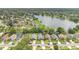 An aerial view of a suburban neighborhood by a lake, showcasing lush landscaping and serene water views at 7809 Altavan Ave, Orlando, FL 32822