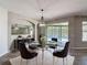 Dining room with modern chandelier and view to the pool at 1556 Alligator St, St Cloud, FL 34771