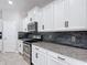 Kitchen with white cabinets, black hardware, and stainless steel appliances at 1556 Alligator St, St Cloud, FL 34771